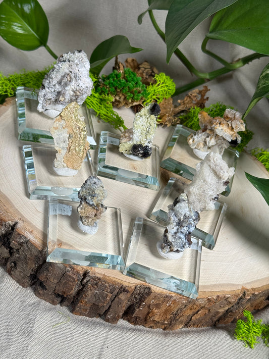 Hyalite Opal on Various Matrix Specimens
